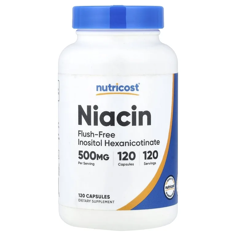 Nutricost, ниацин, не вызывающий приливов, 500 мг, 120 капсул