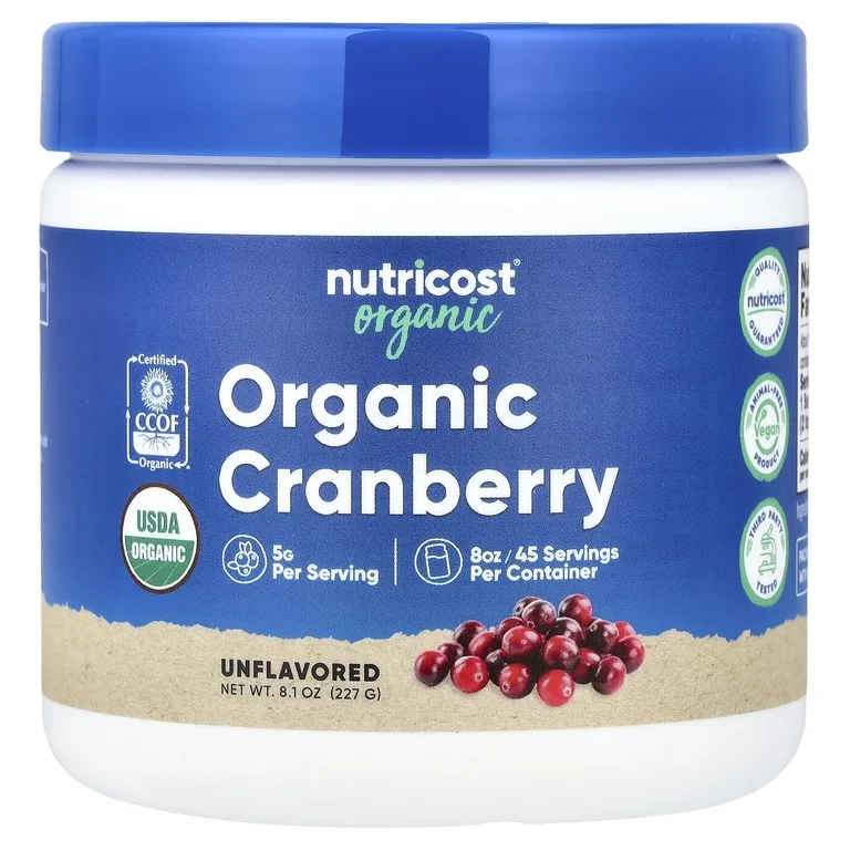 Nutricost, органическая клюква, без добавок, 227 г (8,1 унции)