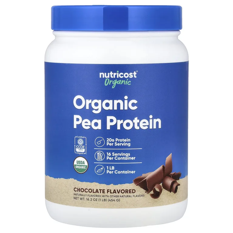 Nutricost, органический гороховый протеин, со вкусом шоколада, 454 г (1 фунт)
