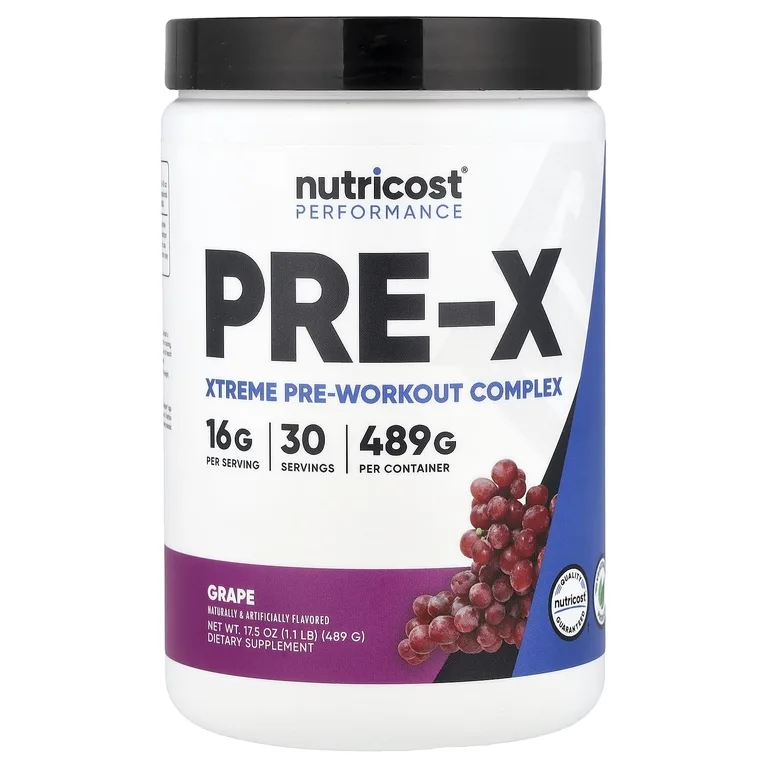 Nutricost, Performance, PRE-X, комплекс Xtreme Pre-Workout с виноградным содержанием, 1,1 фунта (489 г)