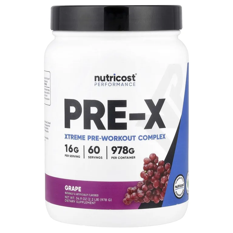 Nutricost, Performance, PRE-X, предтренировочный комплекс Xtreme, со вкусом винограда, 978 г (2,2 фунта)