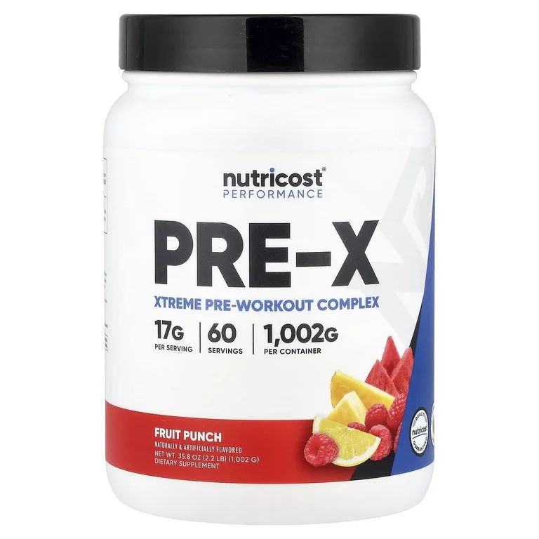 Nutricost, Performance, PRE-X, предтренировочный комплекс Xtreme, со вкусом фруктового пунша, 1002 г (2,2 фунта)