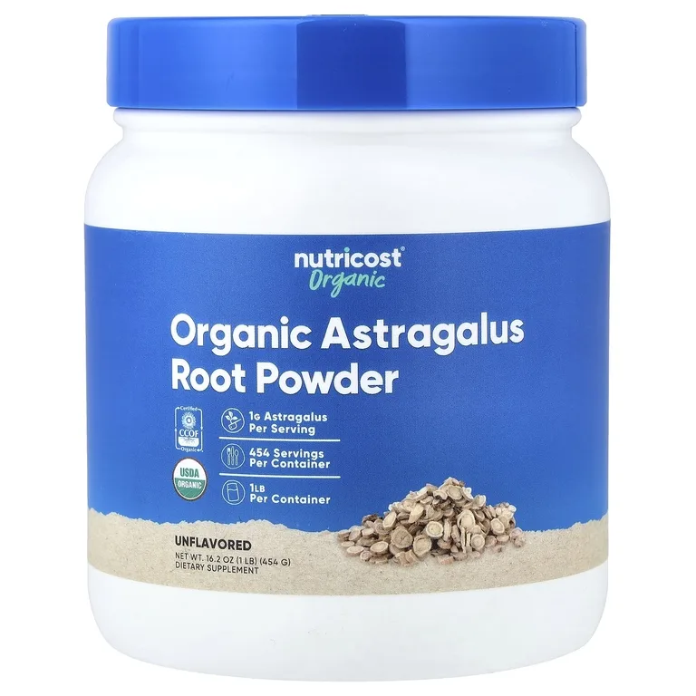 Nutricost, порошок из корня органического астрагала, без добавок, 454 г (16,2 унции)