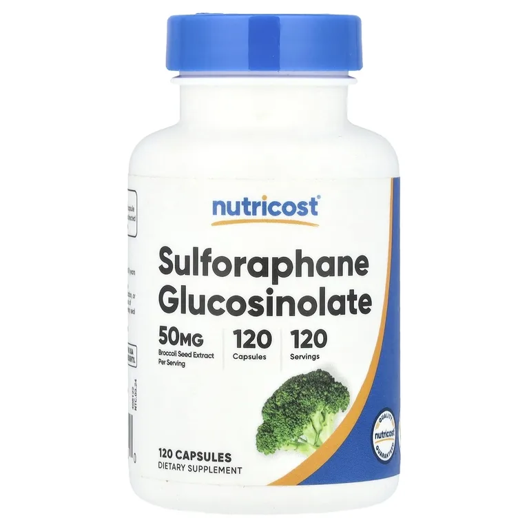 Nutricost, Сульфорафан глюкозинолат, 50 мг, 120 капсул