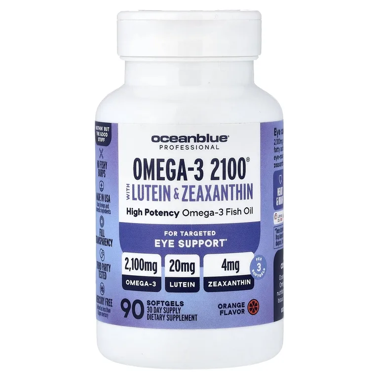 OceanBlue, омега-3 2100® с лютеином и зеаксантином, со вкусом апельсина, 90 капсул