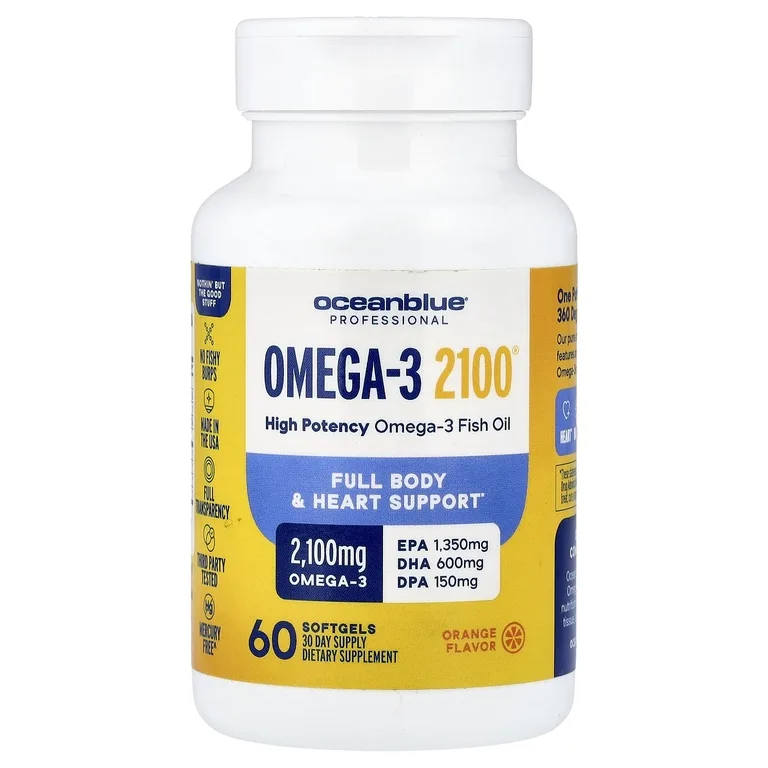 OceanBlue, Professional, омега-3 2100®, с апельсиновым вкусом, 60 капсул (1050 мг в 1 капсуле)