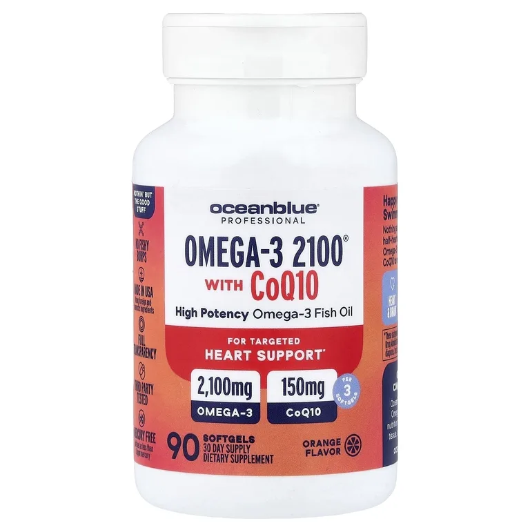 OceanBlue, Professional, Omega-3 2100® с коэнзимом Q10, апельсин, 90 капсул