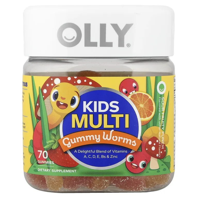OLLY, Детские жевательные черви, кислый фруктовый пунш, 70 жевательных таблеток