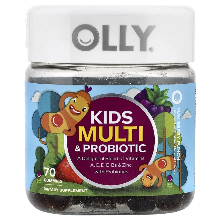OLLY, детские жевательные мультивитамины и пробиотики, со вкусом ягодного пунша, 70 жевательных таблеток