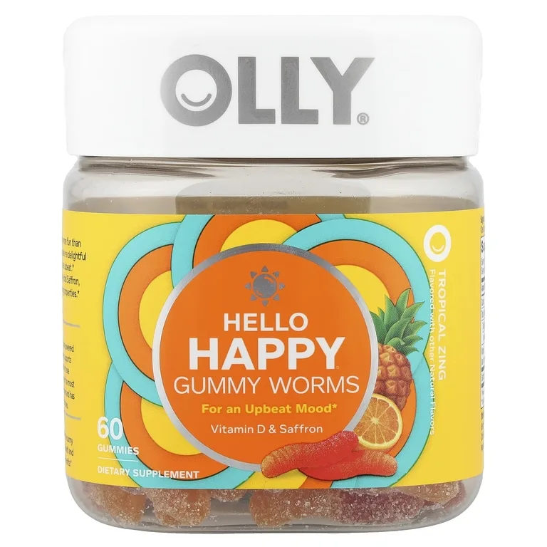 OLLY, Hello Happy, жевательные мармеладки, тропический зинг, 60 жевательных таблеток
