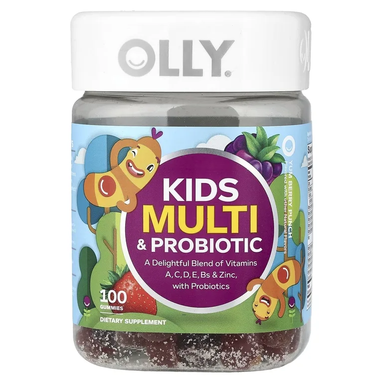 OLLY, мультивитамины и пробиотики для детей, со вкусом ягодного пунша, 100 жевательных таблеток