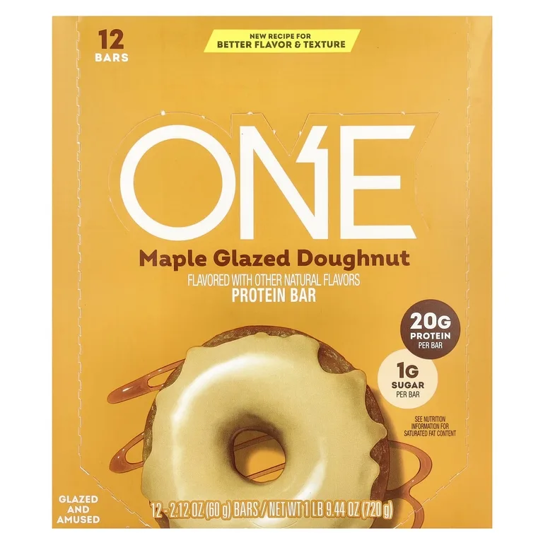 One Brands, Protein Bar, пончик в кленовой глазури, 12 батончиков, 60 г (2,12 унции)