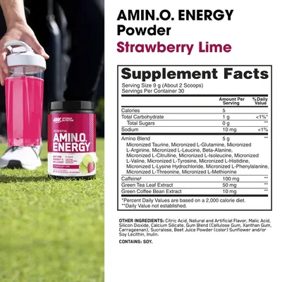 Optimum Nutrition, Аминокислоты, клубника и лайм, 270 г (9,5 унции)