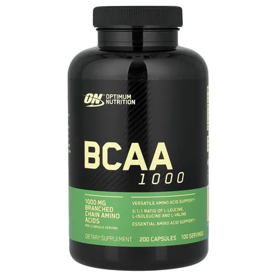 Optimum Nutrition, аминокислоты с разветвлённой цепью, 200 капсул (500 мг в 1 капсуле)