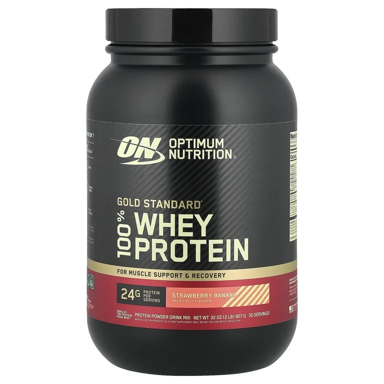 Optimum Nutrition, Изолят сывороточного протеина, банан с клубникой, 907 г (2 фунта)