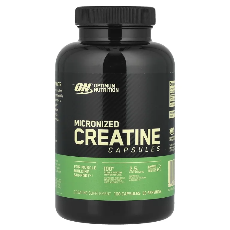 Optimum Nutrition, микронизированный креатин в капсулах, 100 капсул (1,25 г в 1 капсуле)