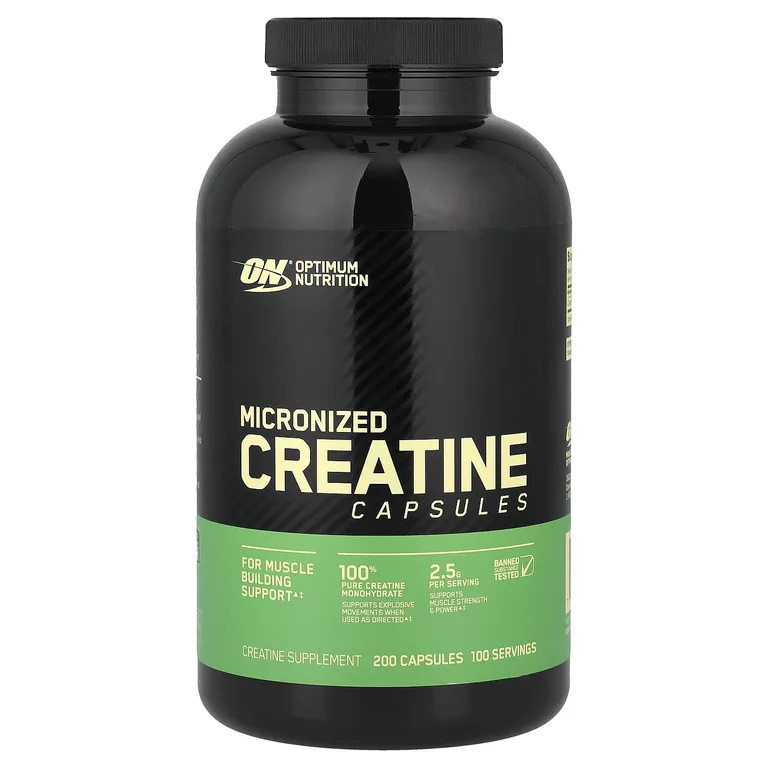 Optimum Nutrition, микронизированный креатин в капсулах, 200 капсул (1,25 г в 1 капсуле)