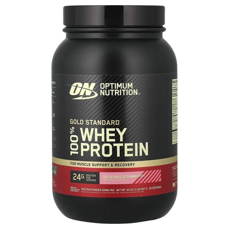 Optimum Nutrition, протеин, сыворотка со вкусом клубники, 907 г (2 фунта)