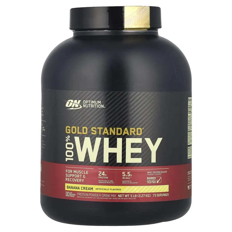 Optimum Nutrition, сывороточный протеин, со вкусом банана, 5 фунтов (2,27 кг)