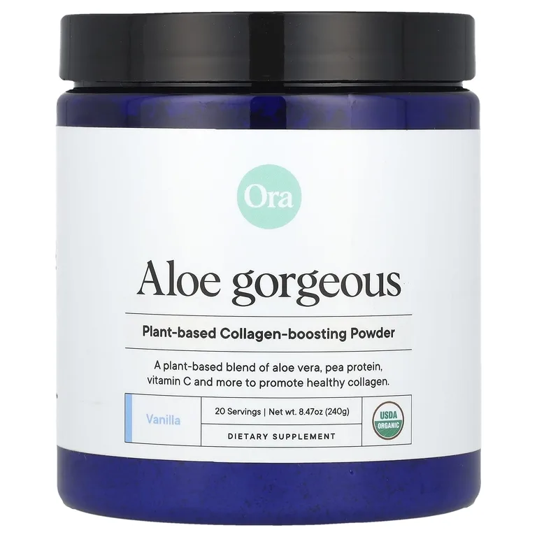 Ora, Aloe Gorgeous, порошок для повышения уровня коллагена на растительной основе, ваниль, 240 г (8,47 унции)