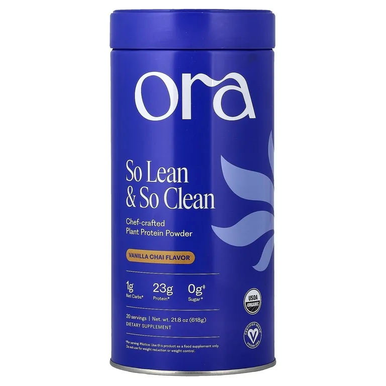 Ora, So Lean & So Clean, растительный протеиновый порошок, созданный шеф-поваром, ванильный чай, 21,8 унции (618 г)