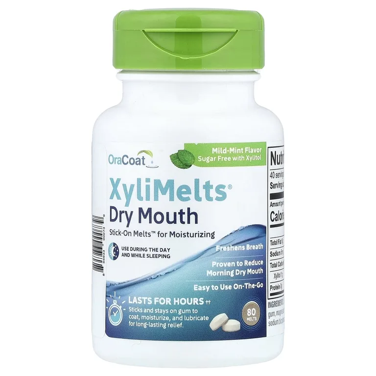 OraCoat, XyliMelts®, средство от сухости во рту, мягкая мята, 80 шт.