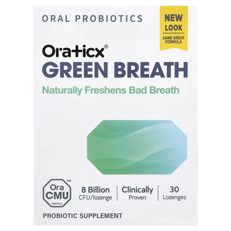 Oraticx, Green Breath, пробиотики для полости рта, мята, 30 пастилок
