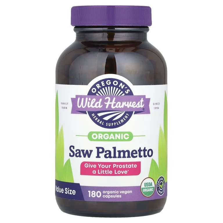 Oregon's Wild Harvest, Saw Palmetto, 180 органических веганских капсул (585 мг в каждой капсуле)