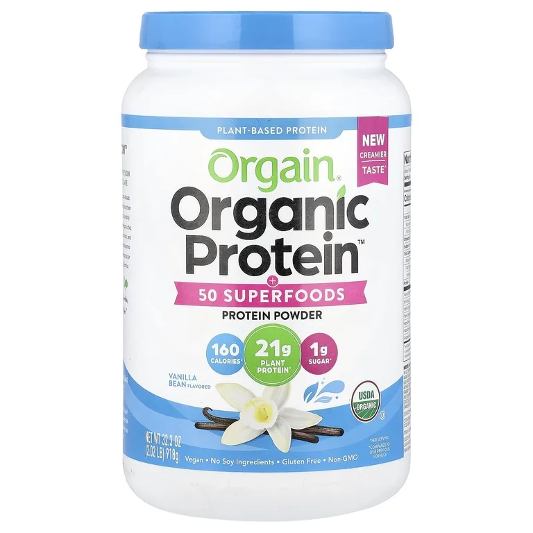 Orgain, Organic Protein™ + 50 суперфудов в порошке, со вкусом бобов ванили, 918 г (2,02 фунта)