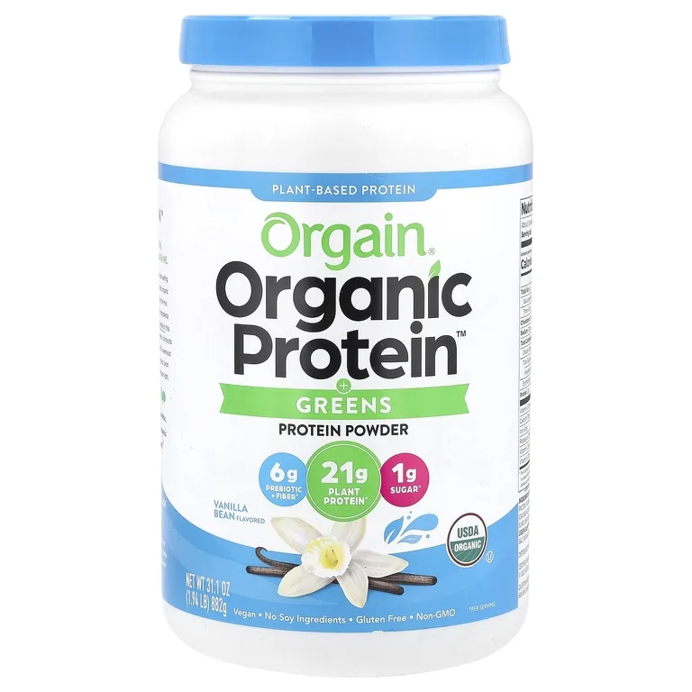 Orgain, протеиновый порошок с зеленью, на растительной основе, со вкусом ванили, 882 г (1,94 фунта)