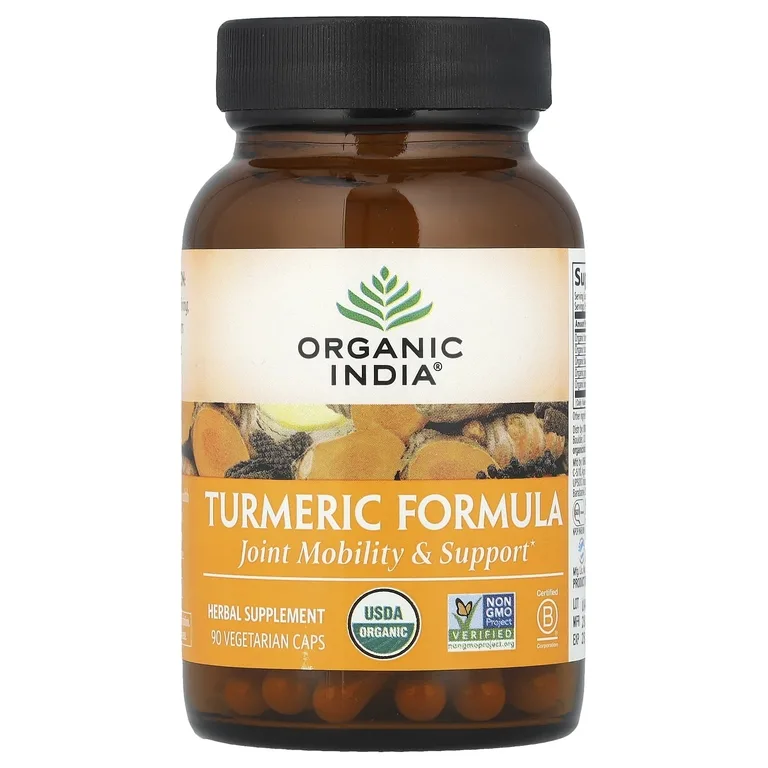 Organic India, куркума, поддержка подвижности и здоровья суставов, 90 растительных капсул