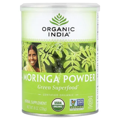 Organic India, Моринга в порошке, зелёный суперфуд, 226 г (8 унций)