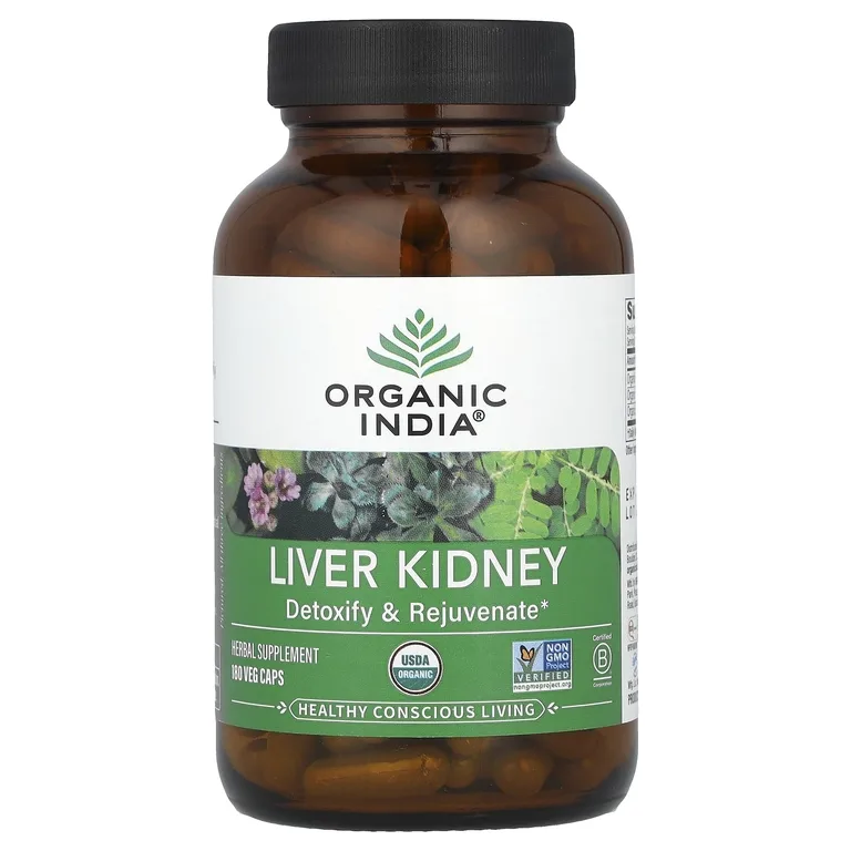 Organic India, печень и почки, 180 вегетарианских капсул