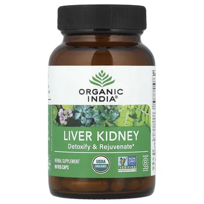 Organic India, печень и почки, 90 растительных капсул