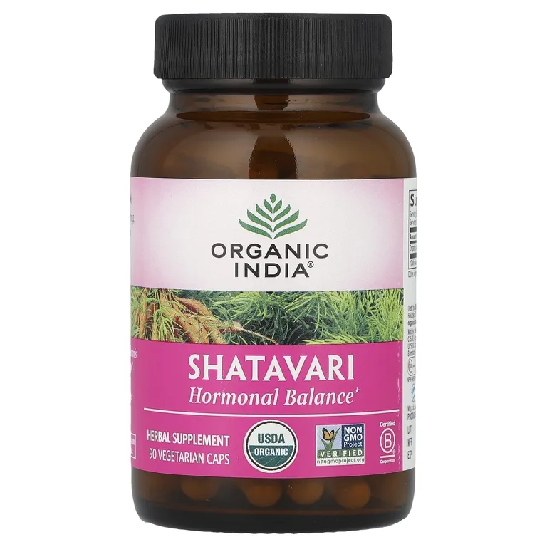 Organic India, Шатавари, 90 вегетарианских капсул (400 мг на капсулу)