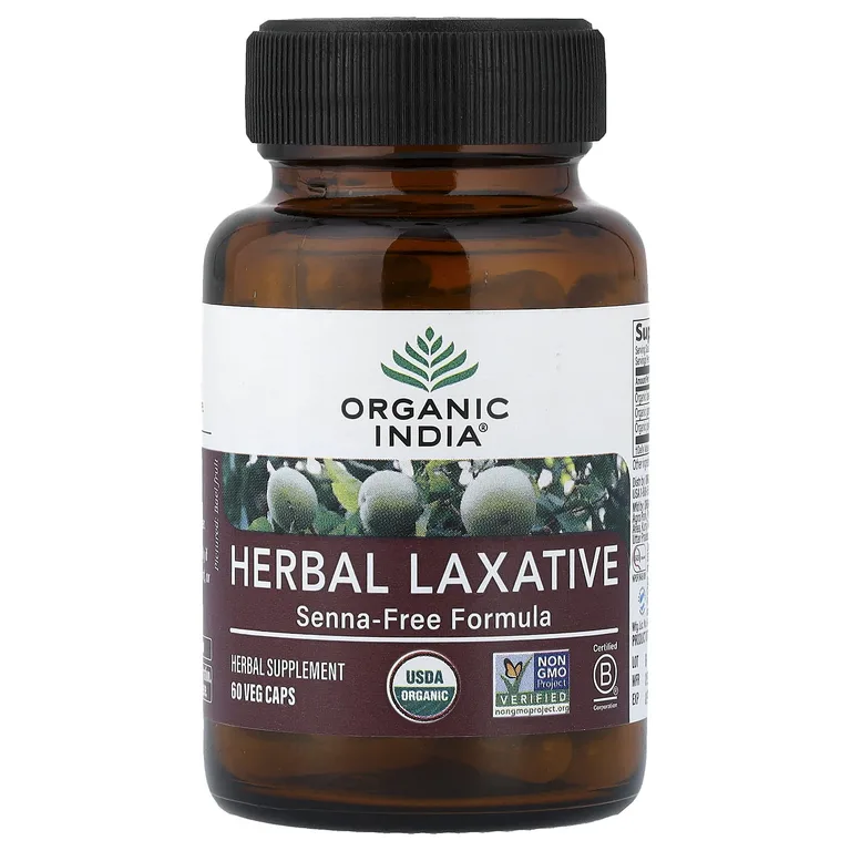 Organic India, травяное слабительное средство, без сенны, 60 растительных капсул