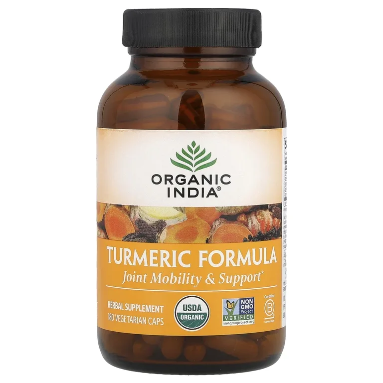 Organic India, Turmeric Formula, куркума, поддержка подвижности и здоровья суставов, 180 растительных капсул