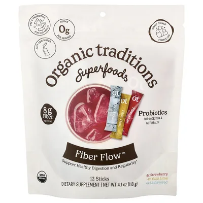 Organic Traditions, Fiber Flow™, ассорти из 12 стиков, 118 г (4,1 унции)