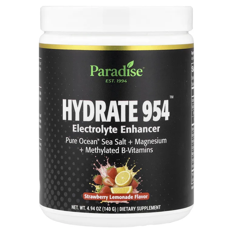 Paradise Herbs, Hydrate 954™, усилитель электролитов, со вкусом клубничного лимонада, 140 г (4,94 унции)