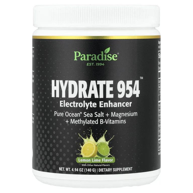 Paradise Herbs, Hydrate 954™, усилитель электролитов, со вкусом лимона и лайма, 140 г (4,94 унции)