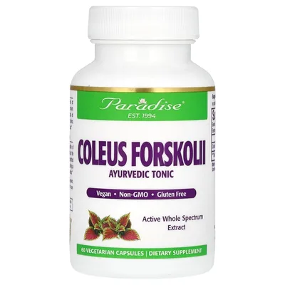 Paradise Herbs, Колеус форсколий, 60 вегетарианских капсул (250 мг на капсулу)