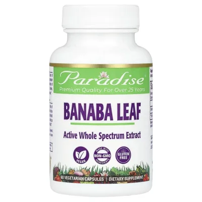 Paradise Herbs, Листья банабы, 60 вегетарианских капсул (250 мг на капсулу)