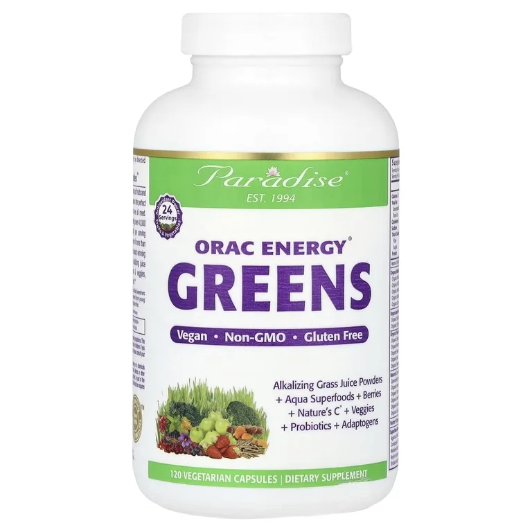 Paradise Herbs, зелень, 120 вегетарианских капсул