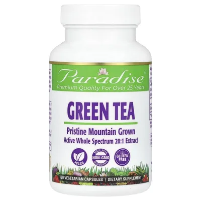 Paradise Herbs, Зеленый чай, 120 вегетарианских капсул (250 мг на капсулу)