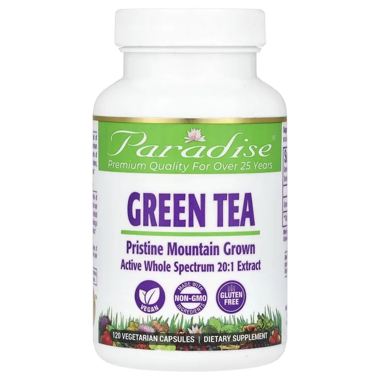 Paradise Herbs, Зеленый чай, 120 вегетарианских капсул (250 мг на капсулу)