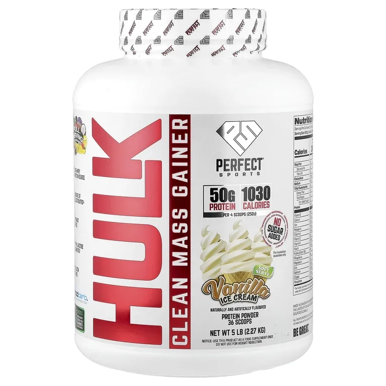 PERFECT Sports, Hulk Clean Mass Gainer, со вкусом ванильного мороженого, 2,27 кг (5 фунтов)