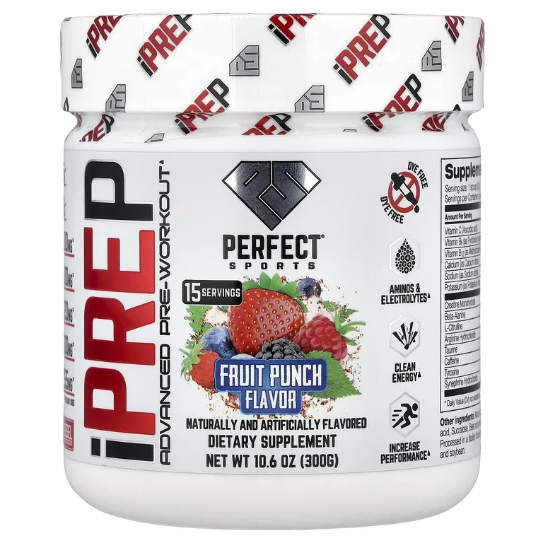 PERFECT Sports, iPrep, улучшенный предтренировочный комплекс, со вкусом фруктового пунша, 300 г (10,6 унции)