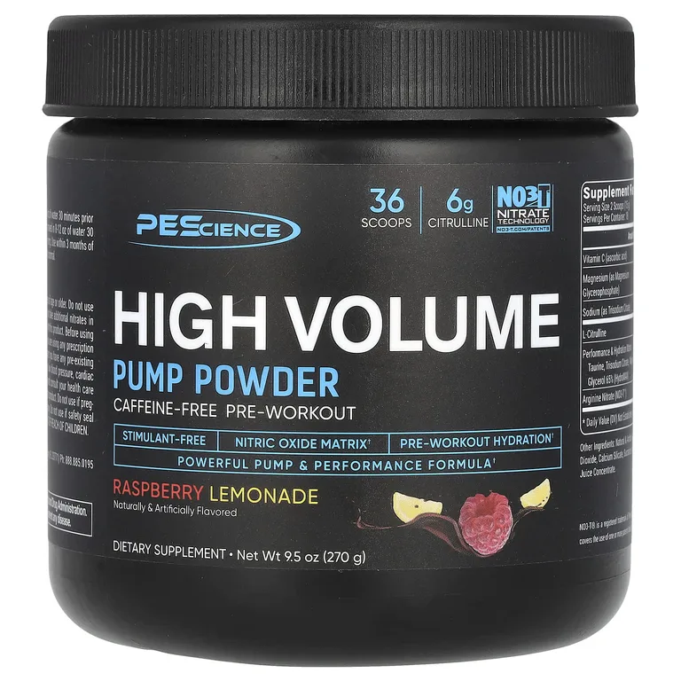 PEScience, High Volume, Pump Powder, High Volume, Pump Powder, без кофеина, малиновый лимонад, 270 г (9,5 унции)
