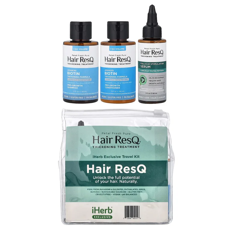 Petal Fresh, ResQ®, средство для густоты волос, эксклюзивный дорожный набор iHerb®, набор из 4 средств
