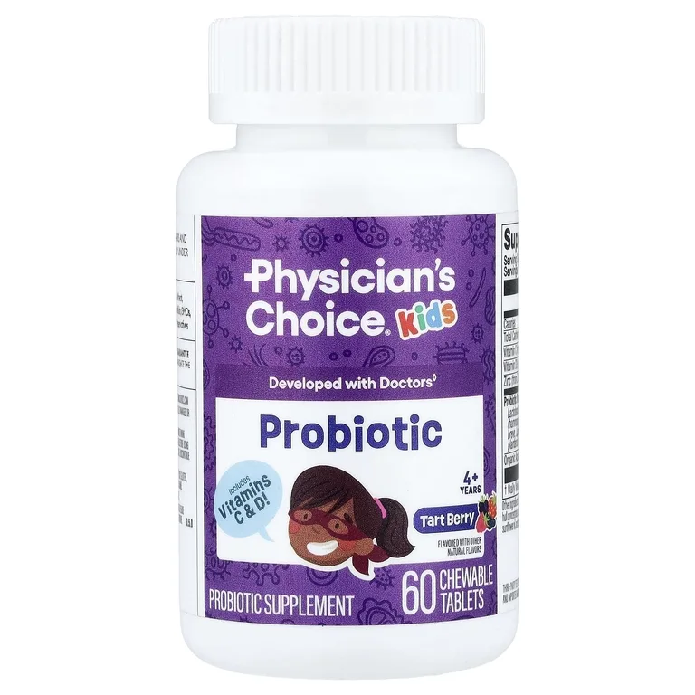 Physician's Choice, пробиотик для детей, от 4 лет, с ягодным вкусом, 60 жевательных таблеток